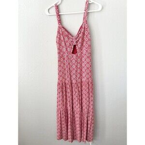 BOG Collective Key Hole Maxi Boho Long dress red Band Of Gypsies Size Small